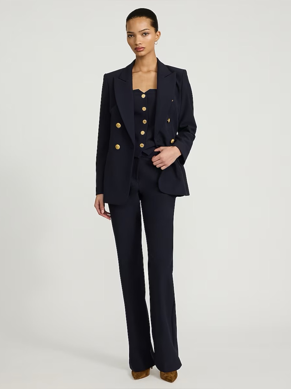 Express Navy Editor Mid Rise Bootcut Pants - Picture 3 of 10